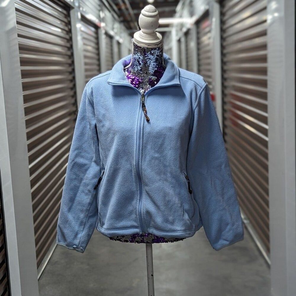 VTG Gorpcore Y2K L.L. Bean Medium Light Blue Zip Up Fleece Jacket Campcore Layer - Picture 1 of 7